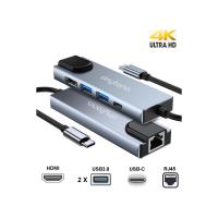 DAYTONA  Fc55 5ın1 Hub TYPE-C To 2xUsb 3.0 +4K HDMI+Gigabit Ethernet+Pd Çevirici Hub - 3